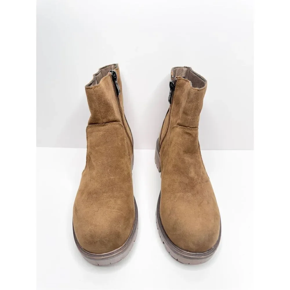 Seven7 Booties Womens Size 6 Tan Bestie‎ Zip Up Block Heel Round Toe Boots